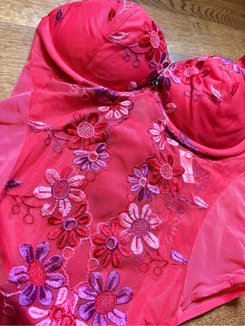 Victoria's Secret Floral Embroidered One-Piece Bodysuit